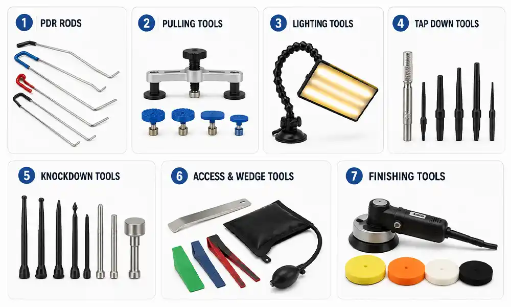 7 categories of PDR specialist tools at Colomoto Lucknow studio