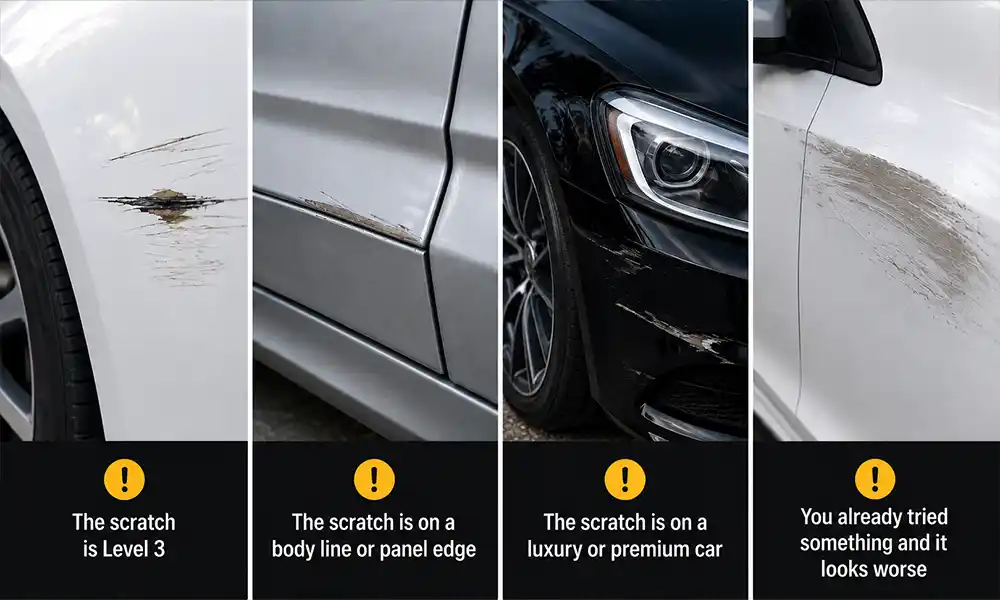 4 signals to stop DIY scratch repair and call a professional